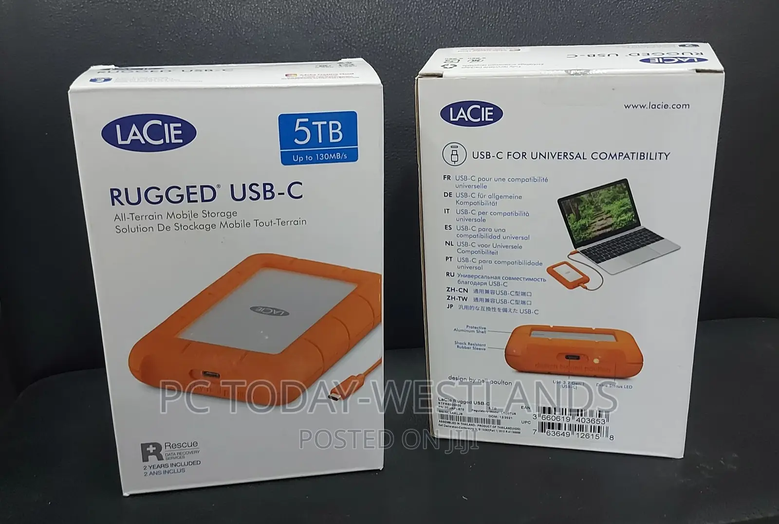 Lacie 5tb Rugged Usb 3.1 Gen 1 Type-C External Hard Drive