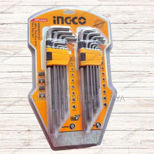 Ingco 18 PCS Hex Key and Torx Key Set Allen Keys Set - thumbnail 2