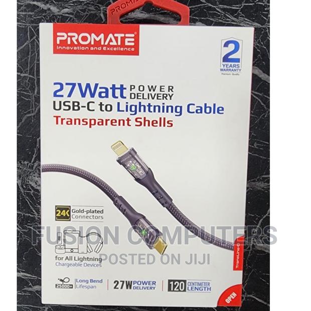 Promate 27W Power Delivery Usb-C to Lightning Cable - thumbnail 2