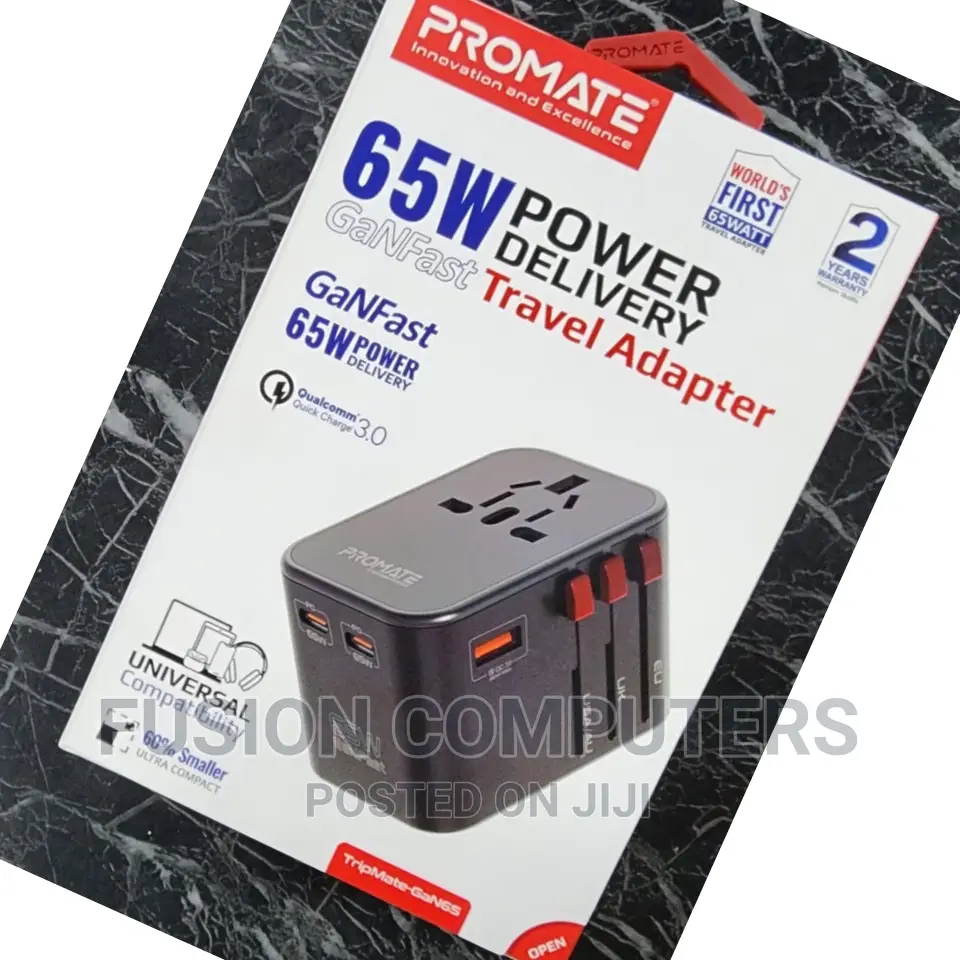 PROMATE 65W Power Delivery Ganfasttm Charging Adaptor
