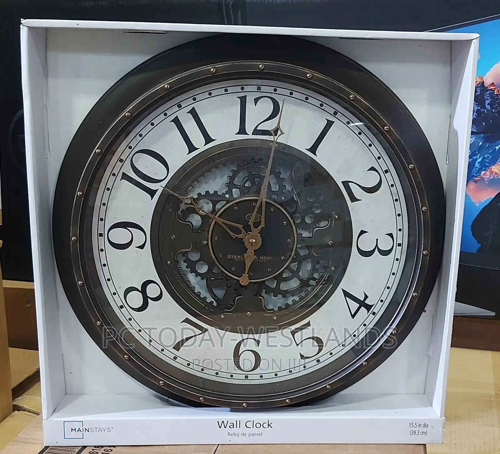 Wifi Camera Mainstays Indoor 15.5" Aged Gear Wall Clock