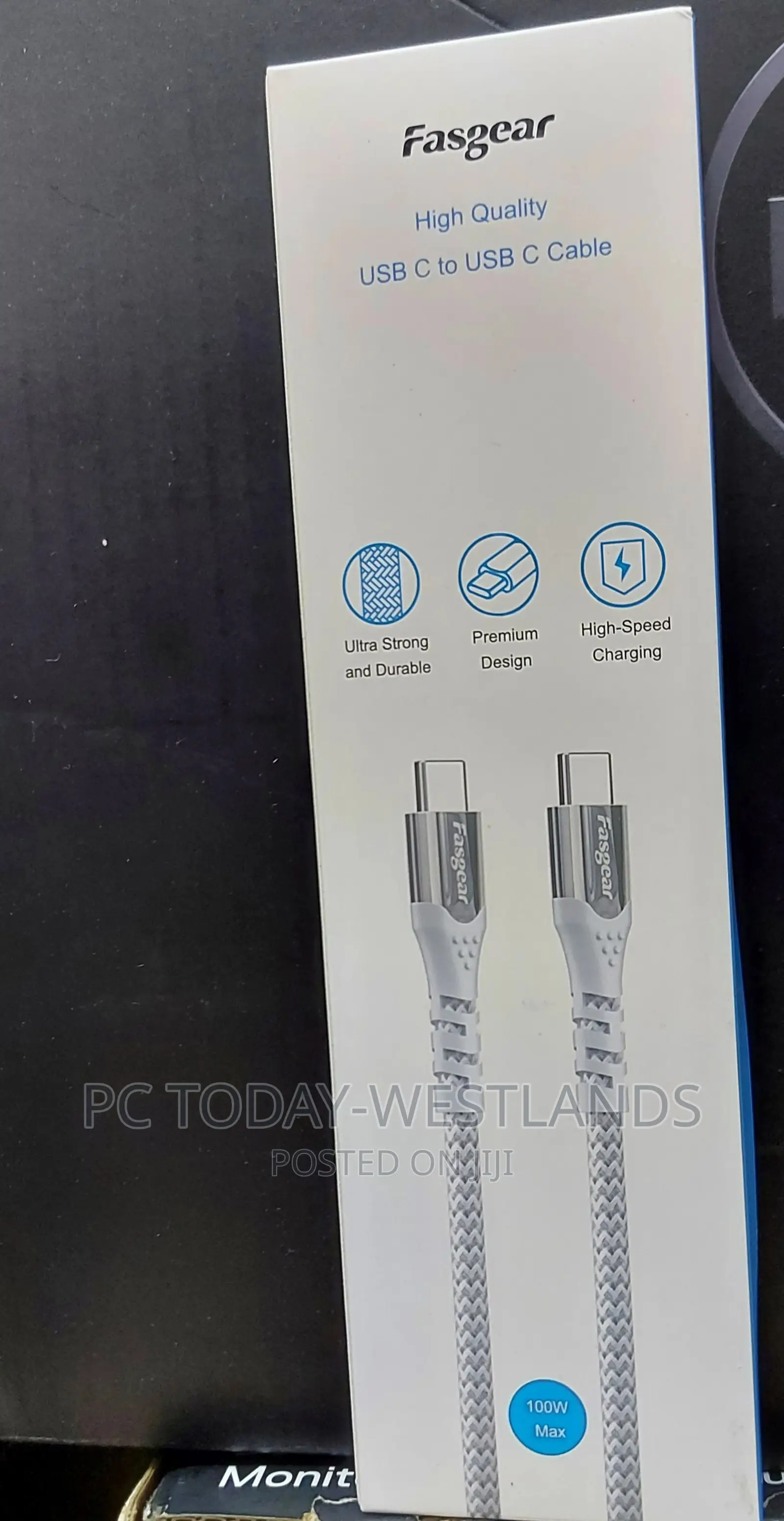 Fasgear USB C to USB C Cable, 1 Pack 10ft USB 3.1 Gen2 Type
