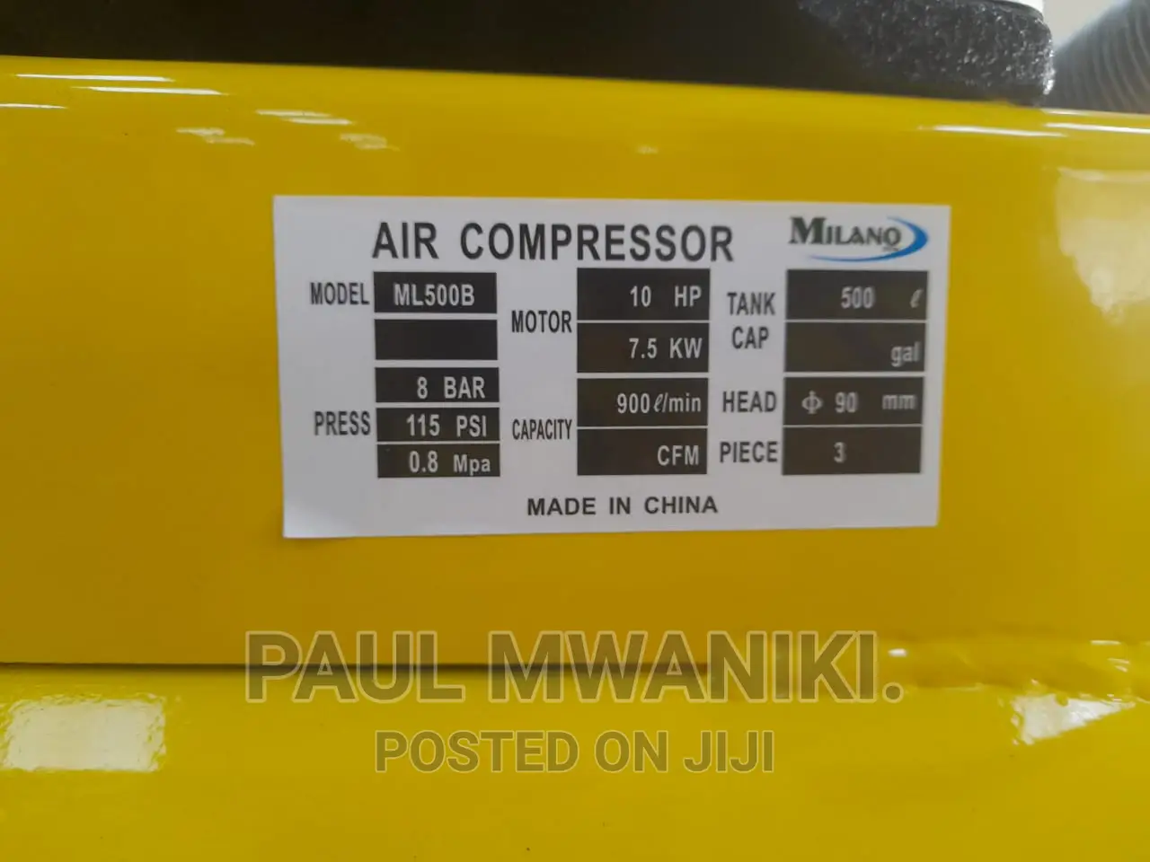 500ltrs 10hp Electric Compressor