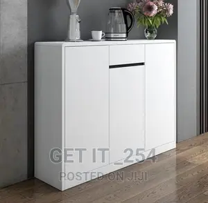 Glossy White/Black Wooden Buffet Cabine: 120cm X 90cm X 30cm