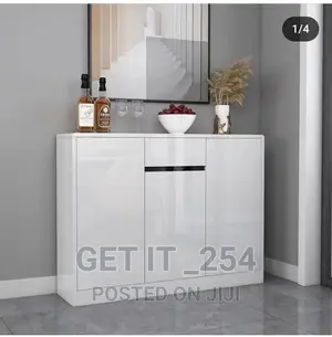 Glossy White/Black Wooden Buffet Cabine: 120cm X 90cm X 30cm