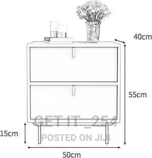2 Drawer Bedside Table 
Size: 45cm X 35cm X 50cm