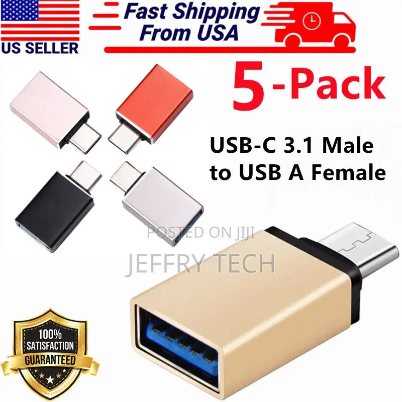 5 Pack USB-C Type C 3.1 Male to USB 3.0 Type a OTG Converter