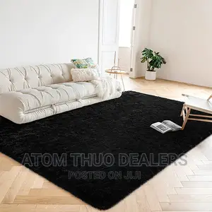 5*8 Fluffy Black Carpet