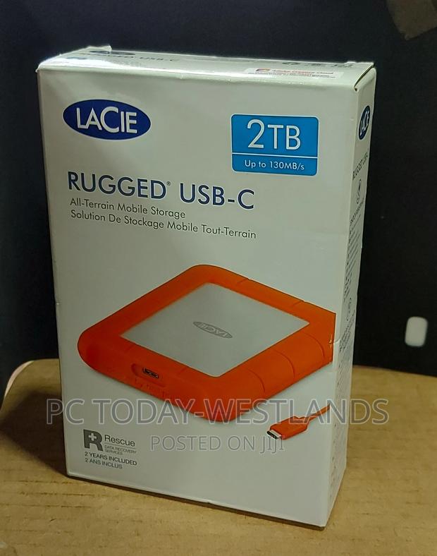Lacie 2TB Rugged USB 3.1 Gen 1 Type-C External Hard Drive - main view