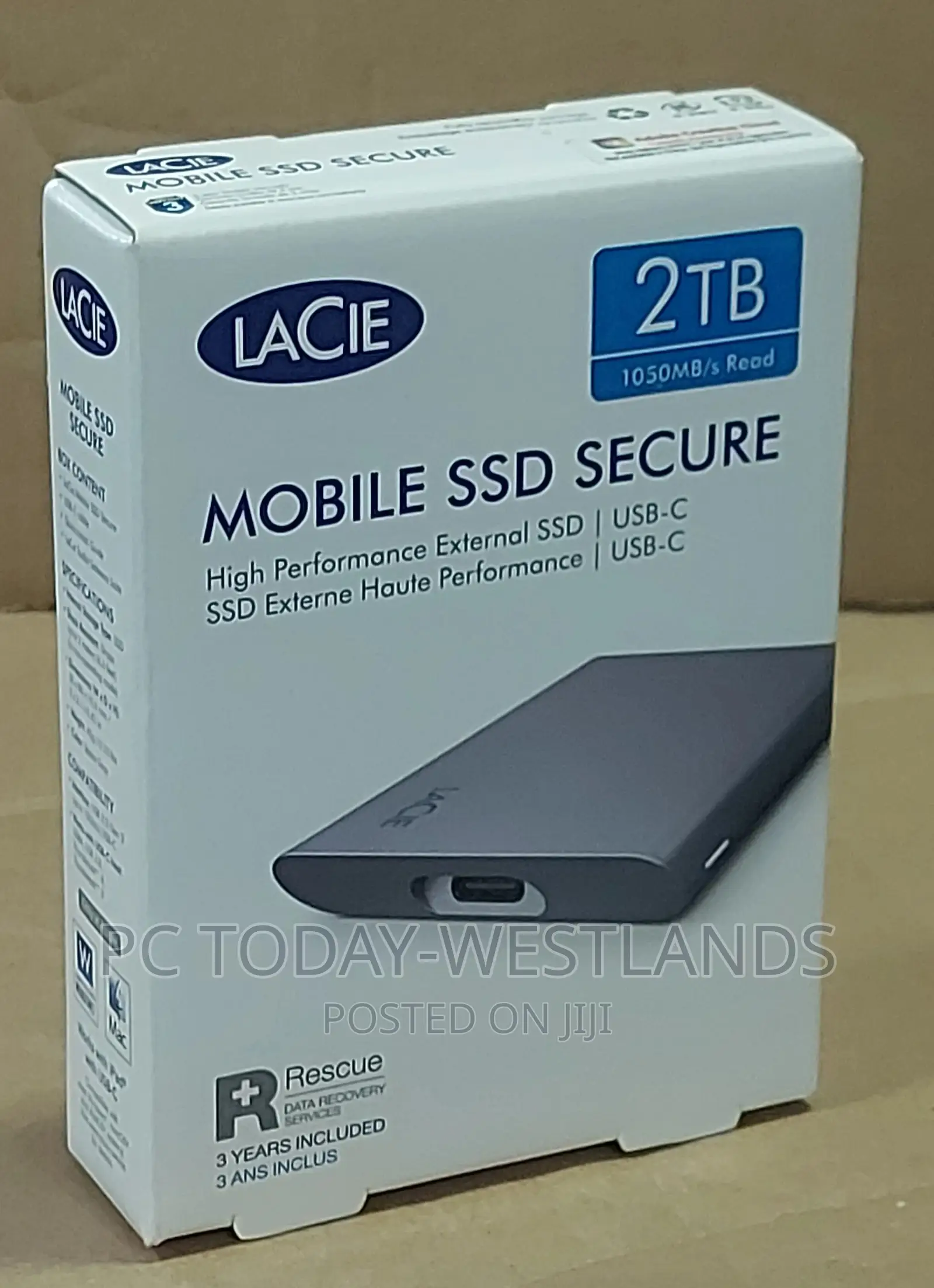 Lacie Portable SSD 2tb External Solid State Drive Usb-C Mac
