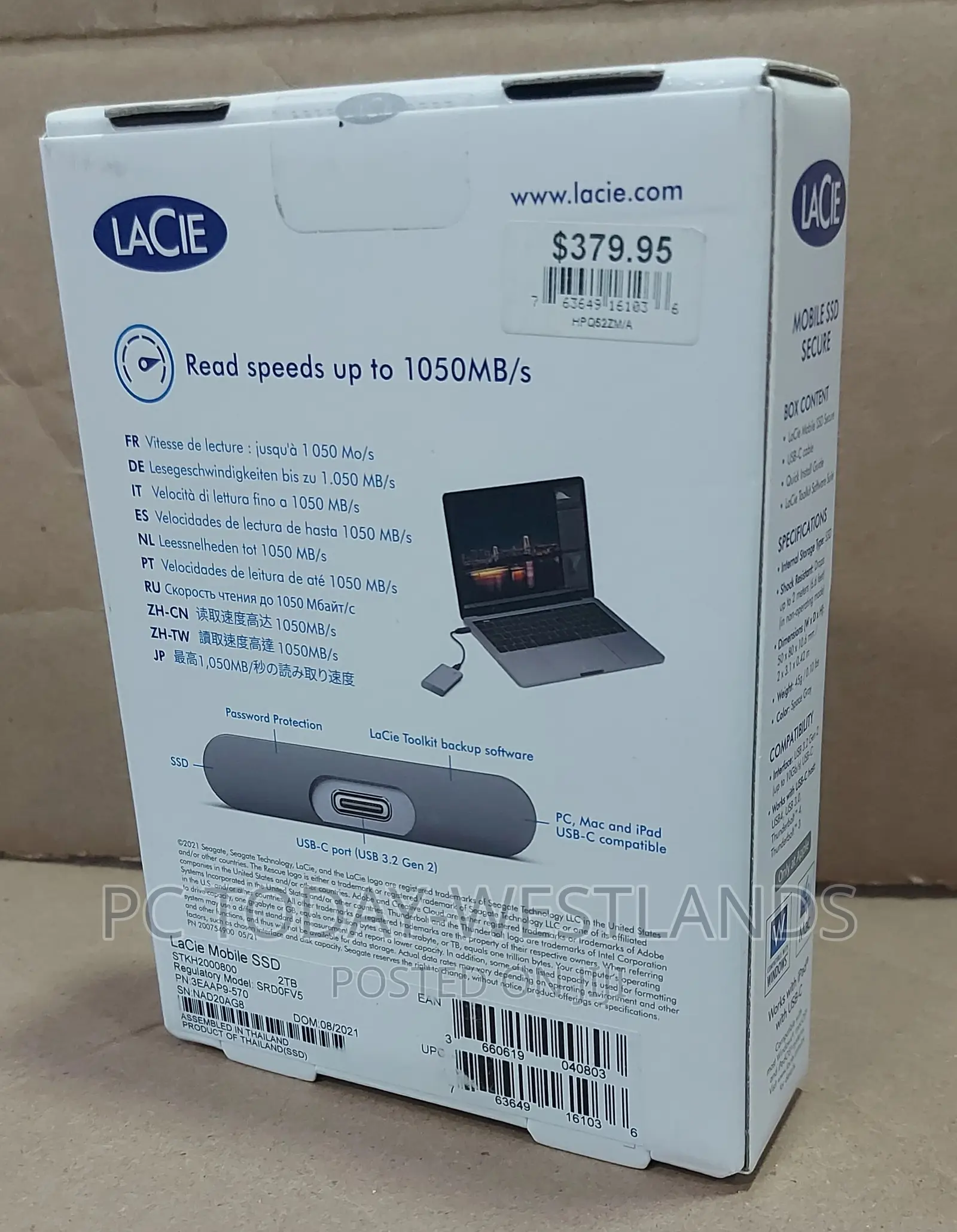 Lacie Portable SSD 2tb External Solid State Drive Usb-C Mac