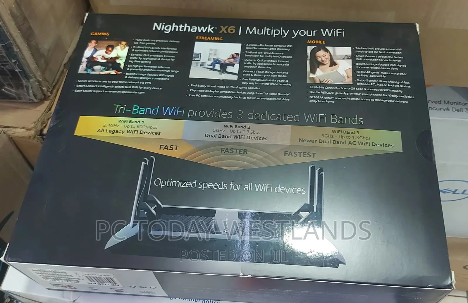 NETGEAR Nighthawk X6 Smart Wi-Fi Router (R8000) - AC3200 Tri