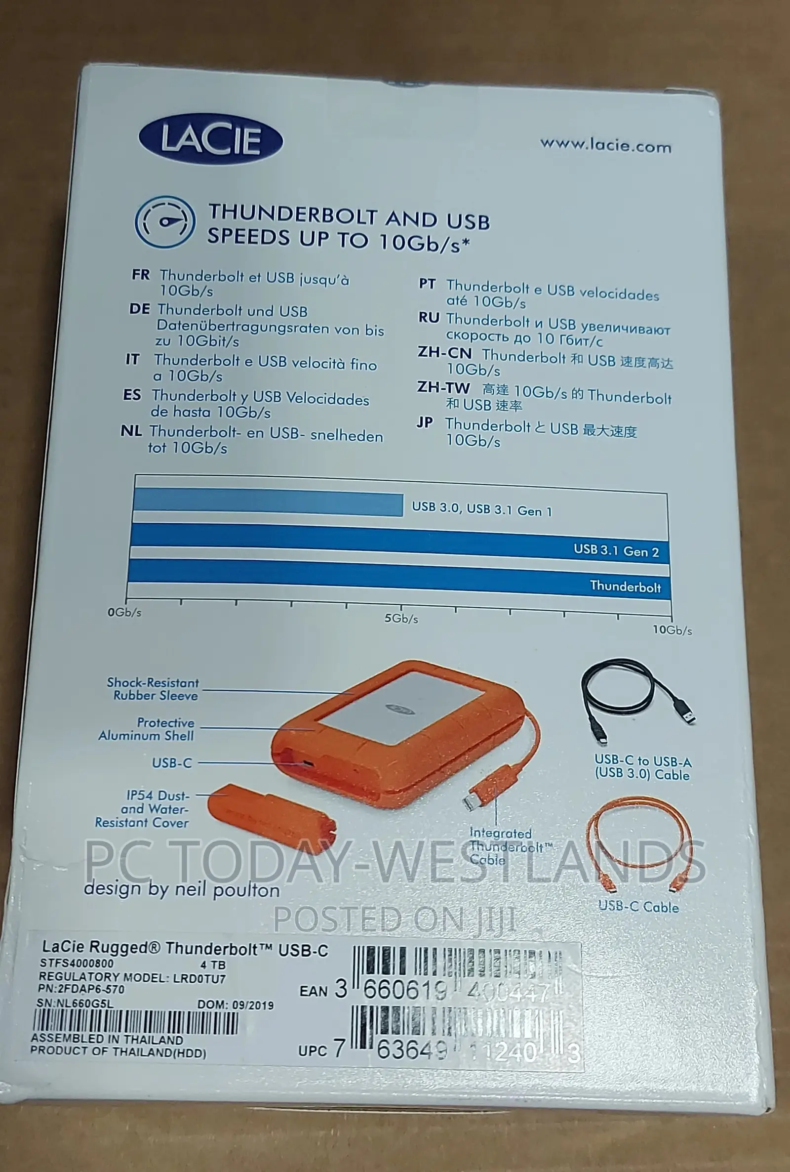 Lacie 4TB Rugged RAID Hard Disk Drive With Thunderbolt 3