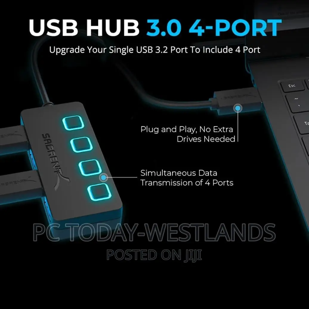 Sabrent 4-Port USB Hub USB 3.0 Fast Data Hub With Individual