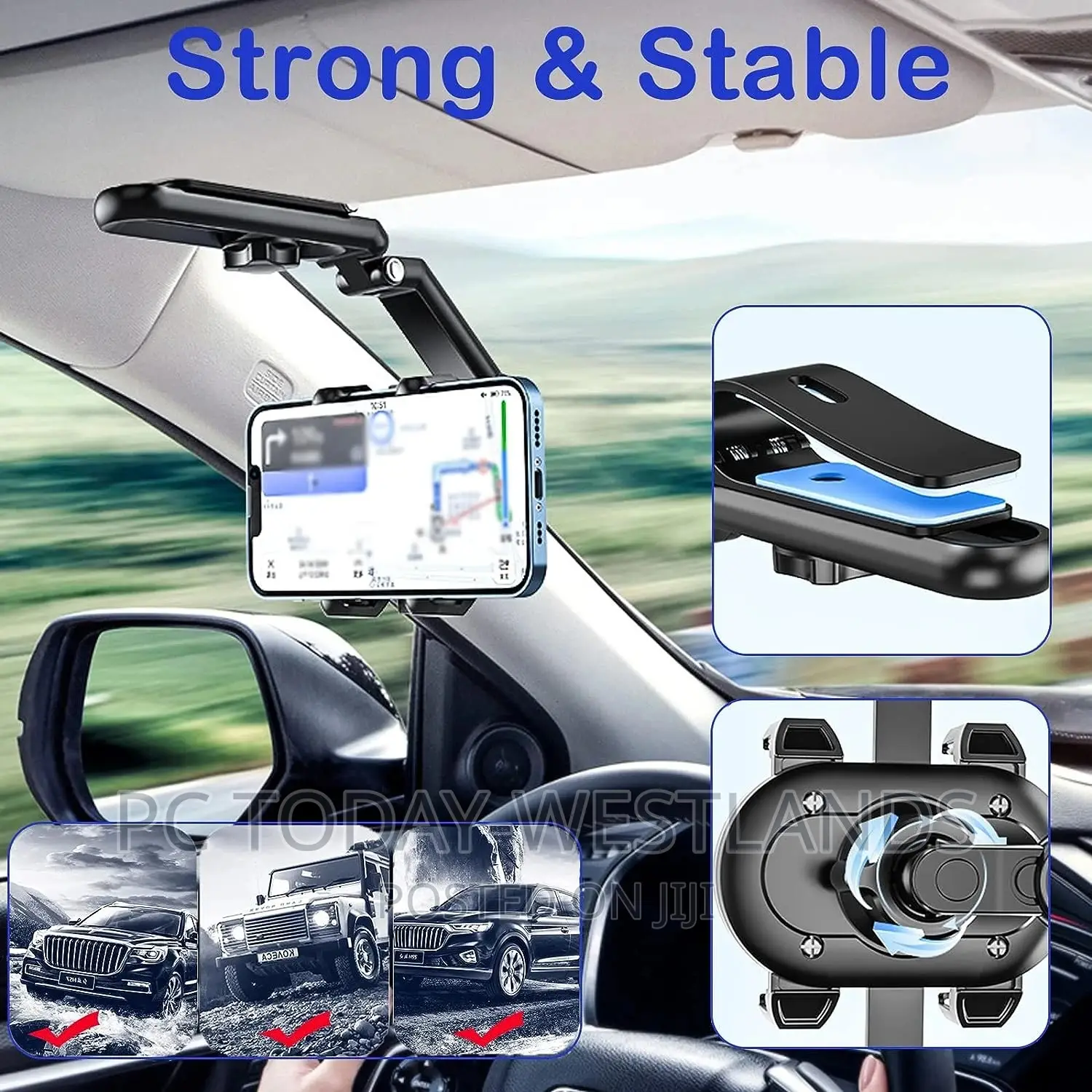 Doubfivsy Car Phone Holder + Usb Cable, 360° Multifunctiona