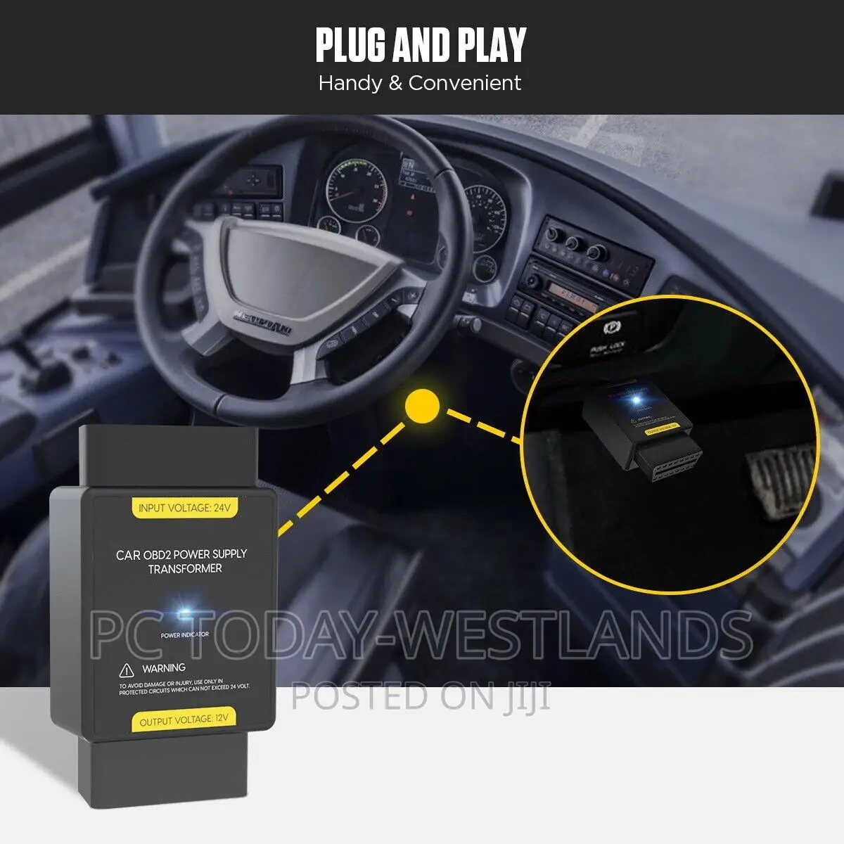 OBD2 24V to 12V Step Down Converter Power Adapter 16pin