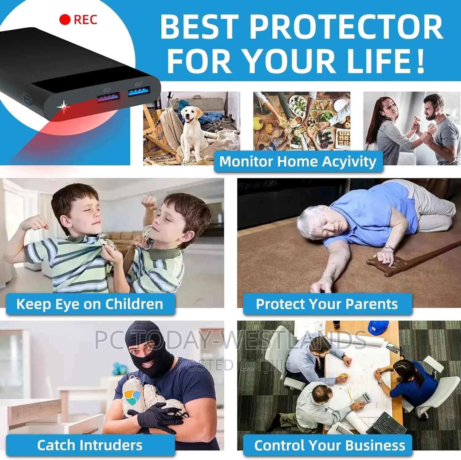 LIZVIE Smart Hidden Camera Power Bank Smart Camera With Wide
