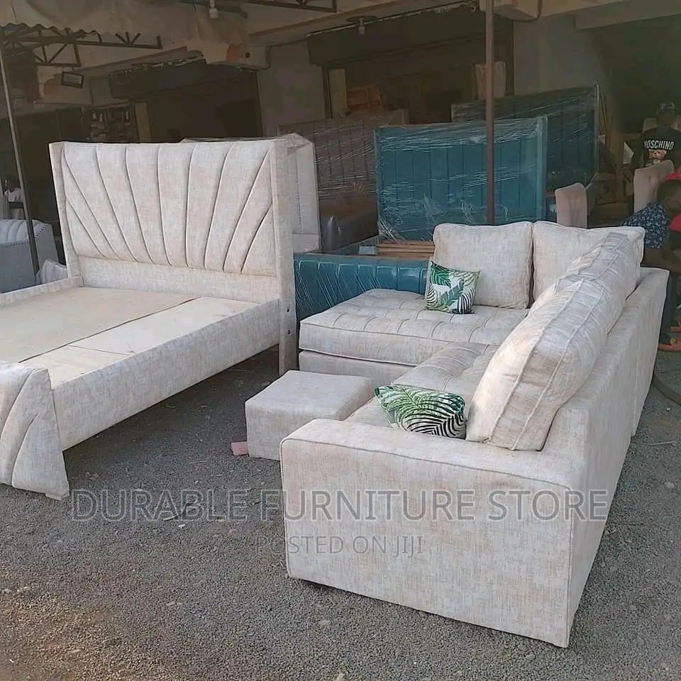 6 Seater L Shape Cream