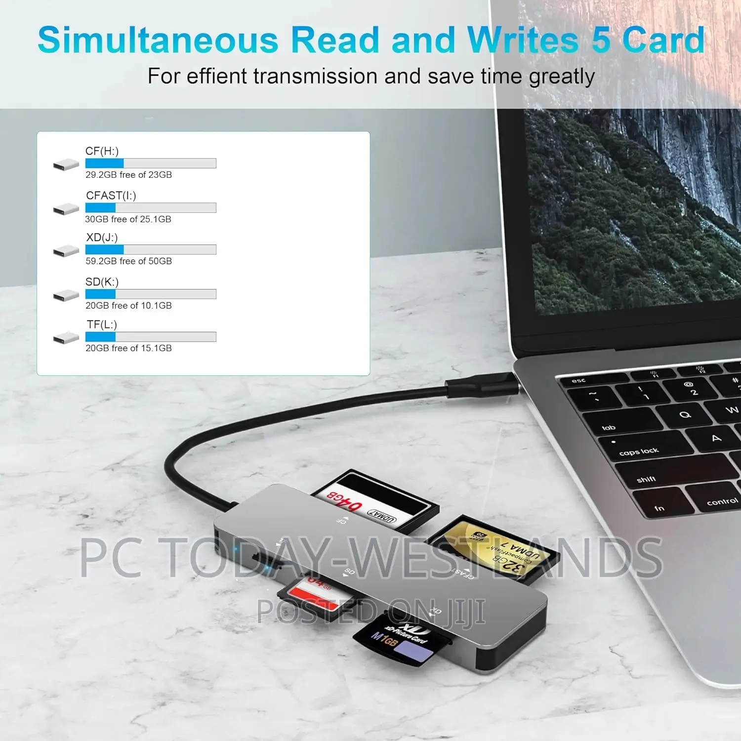 Cfast 2.0 Card Reader,USB 3.0 USB C CF/SD/TF/XD Aluminum