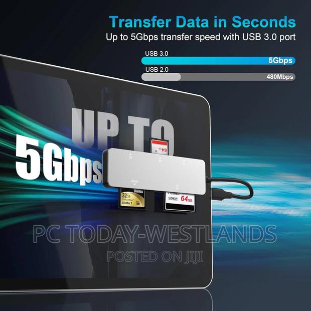 Cfast 2.0 Card Reader,USB 3.0 USB C CF/SD/TF/XD Aluminum - thumbnail 3