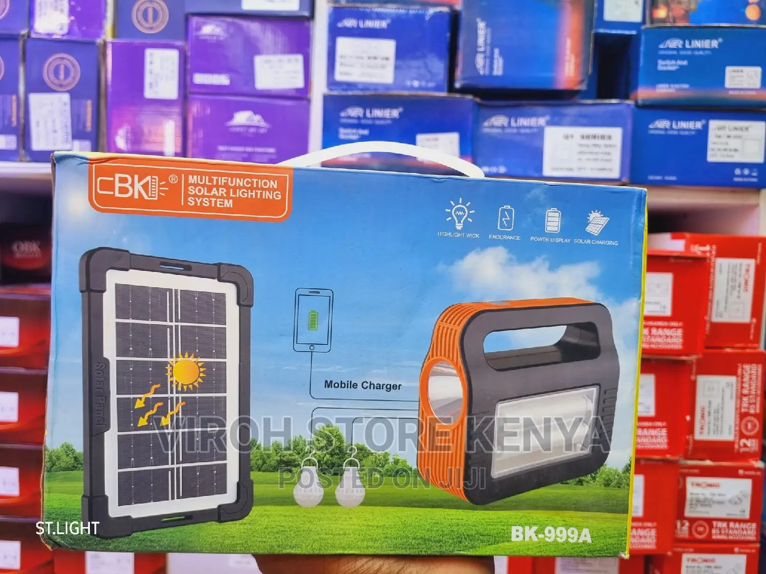 BK-999A Rechargeable Solar Lighting Lamp With Phone Charger