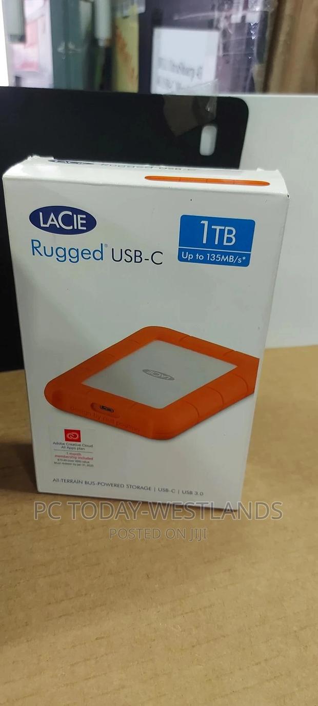 Lacie Rugged USB-C 1TB External Hard Drive Portable HDD USB - main view