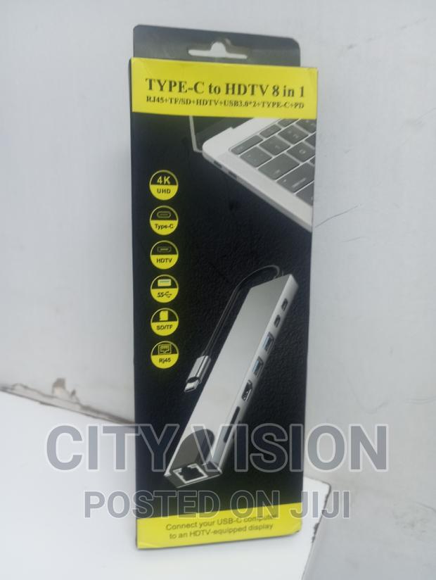 Type C to HDTV 8 in 1(rj45+tf/SD+HDTV+USB+Type C +PD)