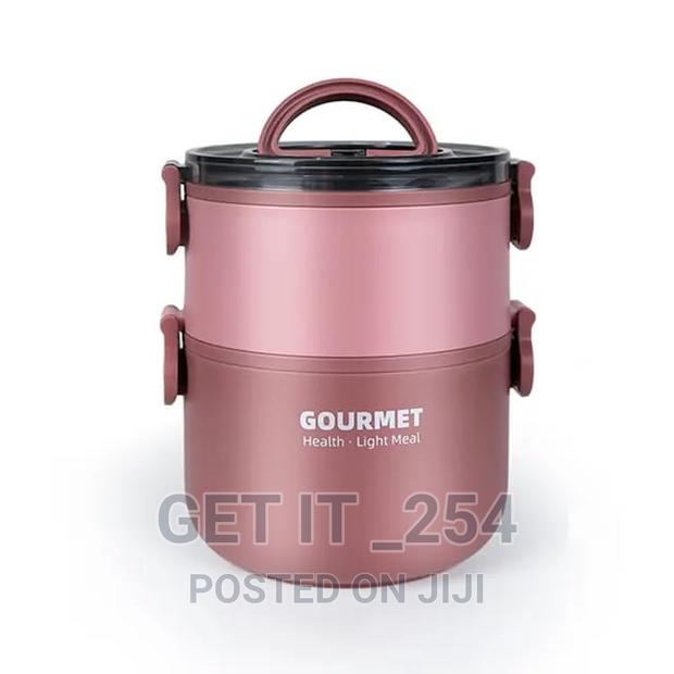 Double Deck 
 Round Insulated Bento Lunch Box 600ML