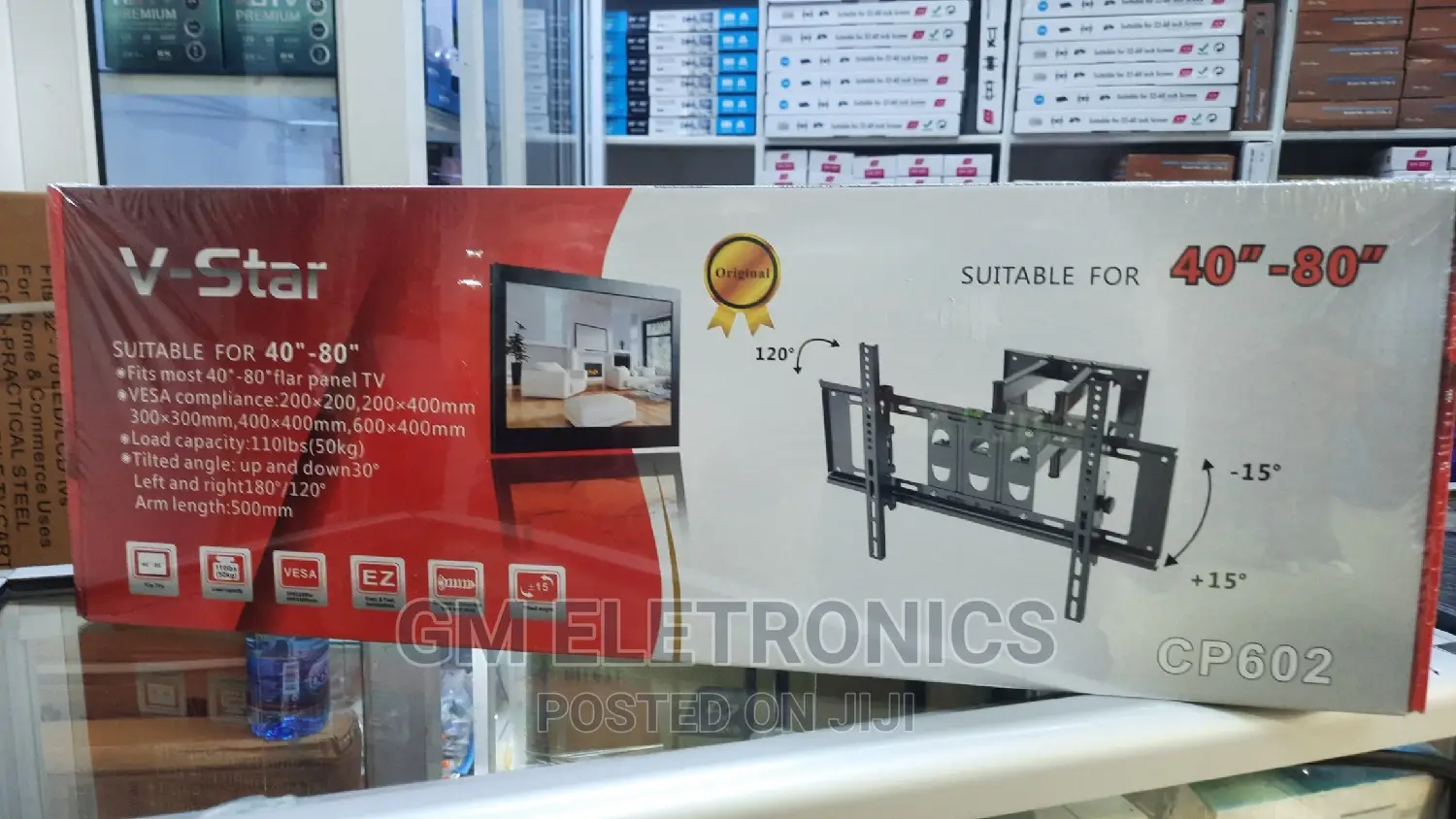 Universal Movable TV Wall Mount for 40"-80".Double Arm.