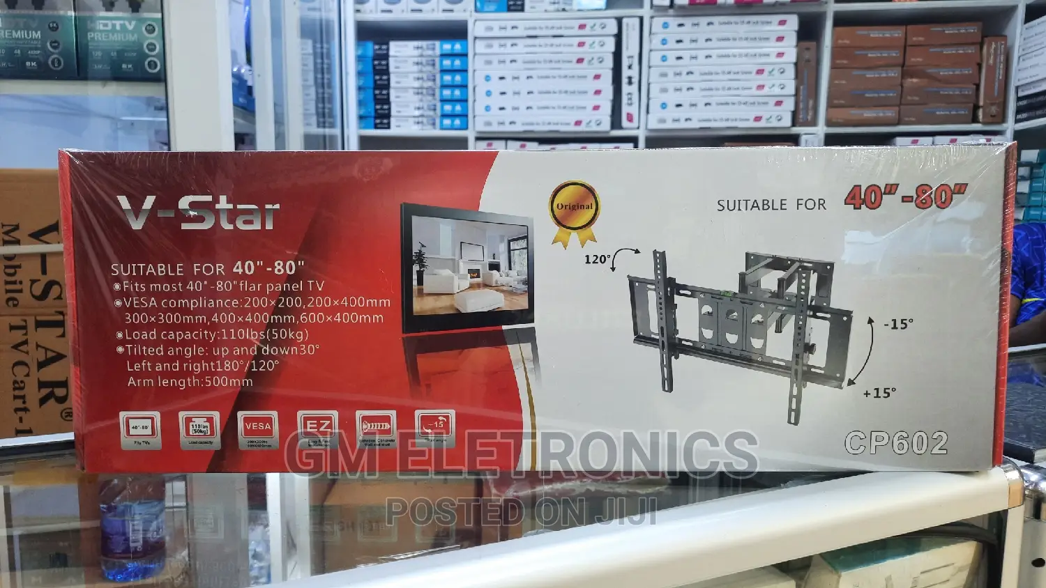 Universal Movable TV Wall Mount for 40"-80".Double Arm.