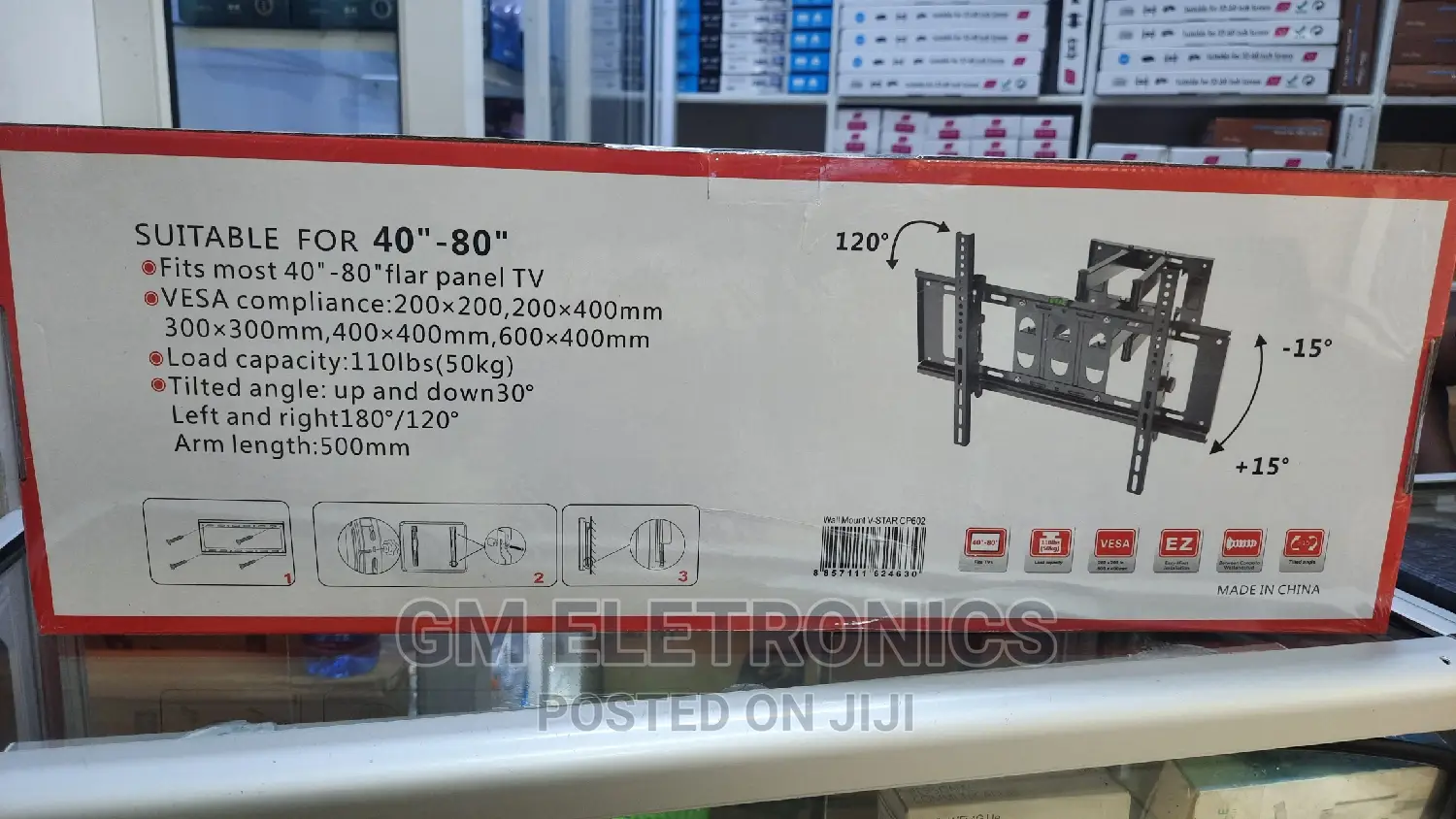 Universal Movable TV Wall Mount for 40"-80".Double Arm.