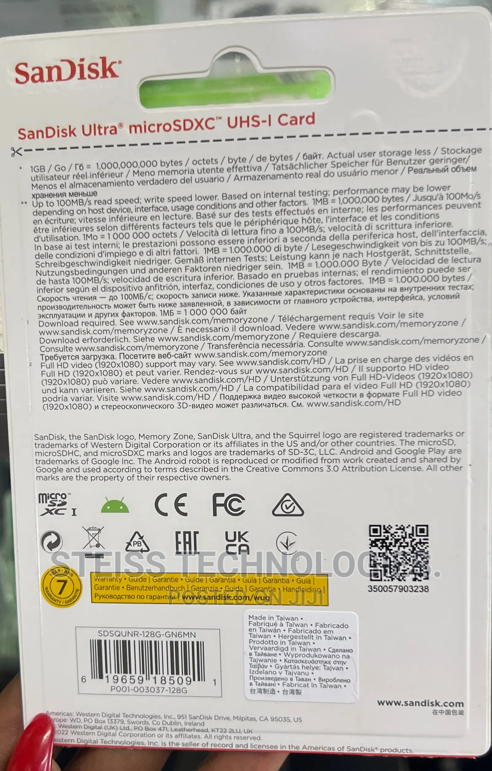 128gb Sandisk Class 10 Memory Card