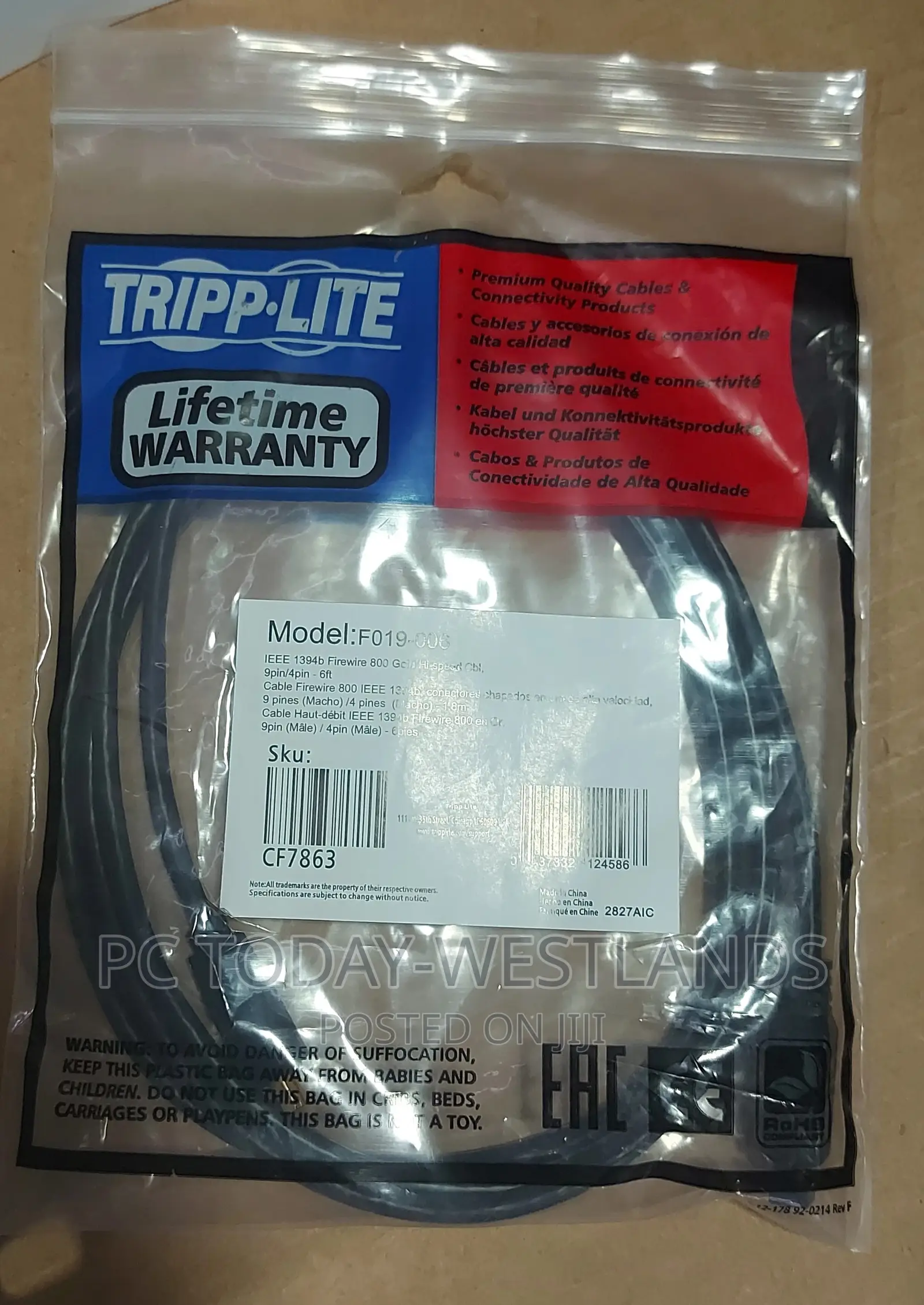 Tripp Lite Firewire 800 IEEE 1394b Hi-Speed Cable (9pin/4pin