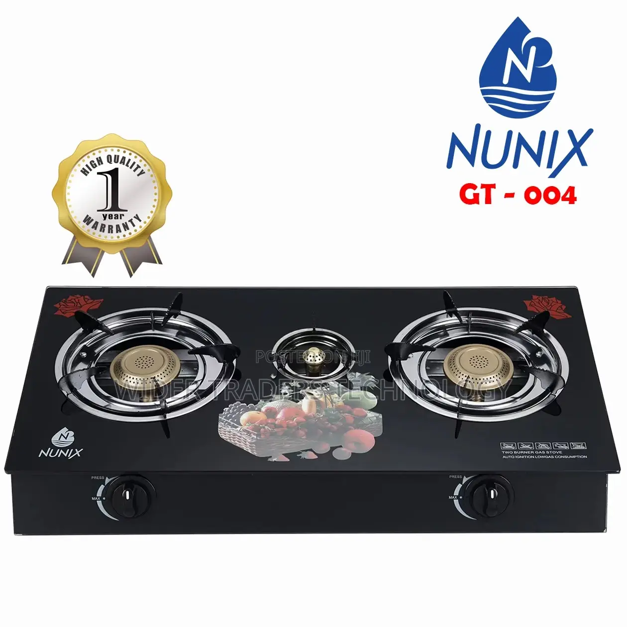 Nunix 3 Burner Gas Burner Gt-004 Black