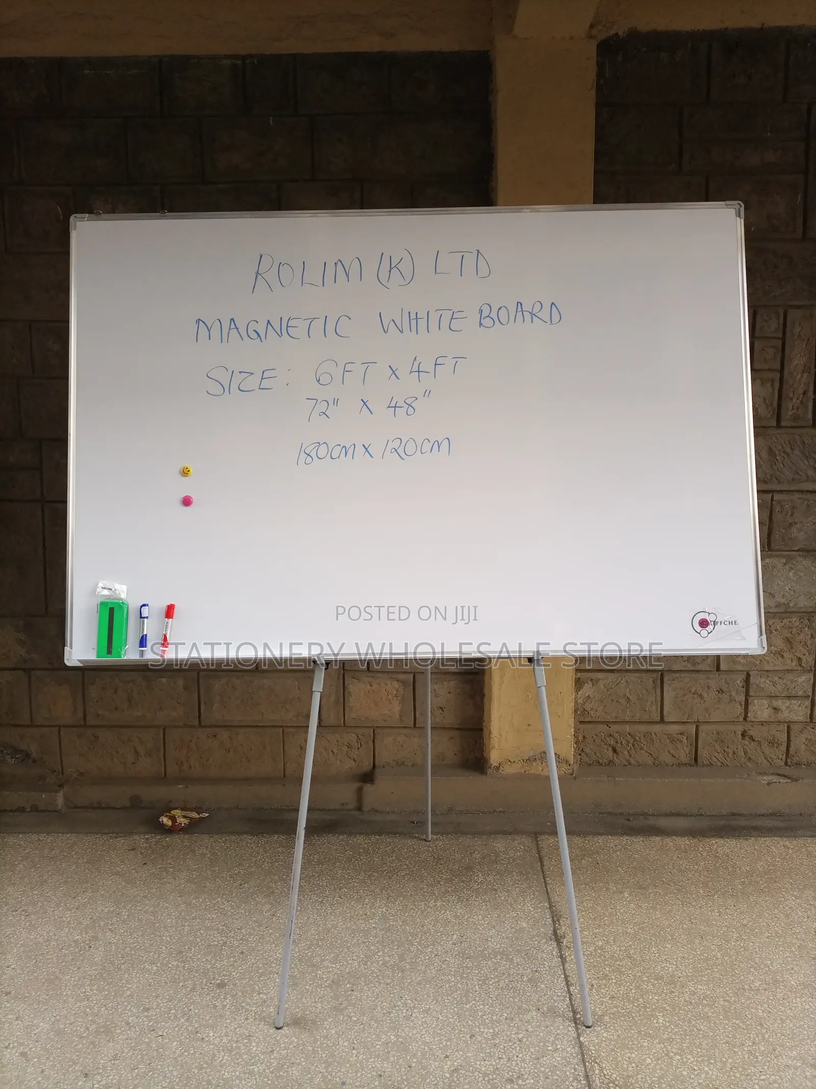 Whiteboard 5ftx4ft + Tripod Stand + 4 Pens + Eraser
