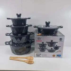 12pc Cookware With Silicon Lid Covers