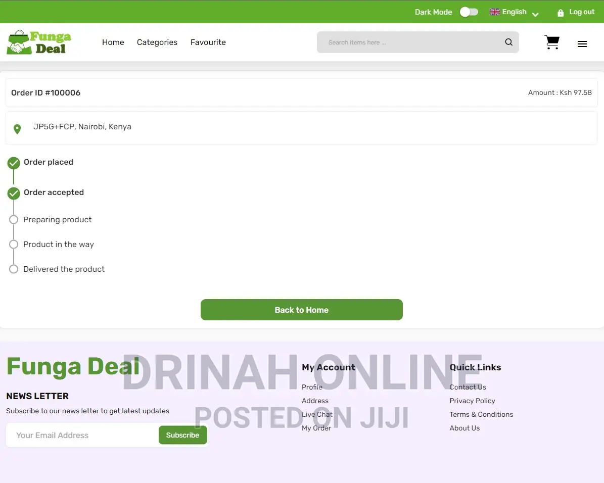 Ecommerce Website With MPESA Integrated, User Delivery App
