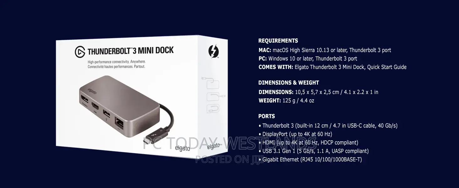 Elgato Thunderbolt 3 Mini Dock - With Built-in Thunderbolt C