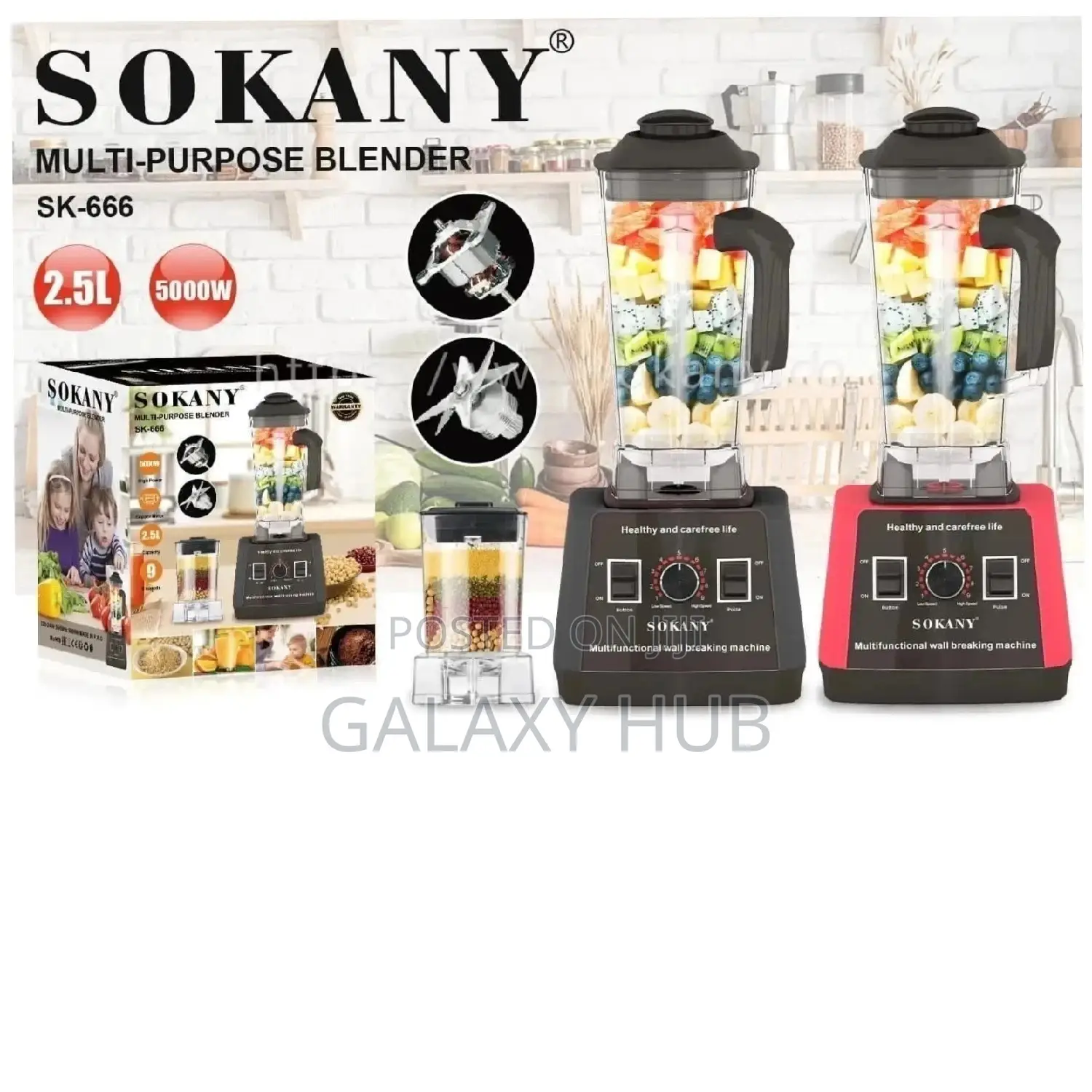 Blender, 2 in 1 Sokany Blender 5000 Watts