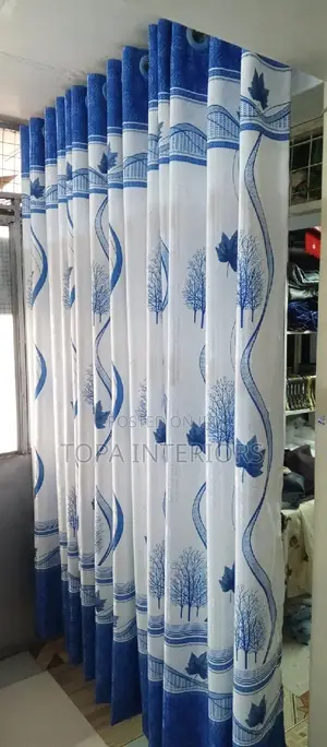 Blue Abd White Flowered Window Curtains for Window Covering