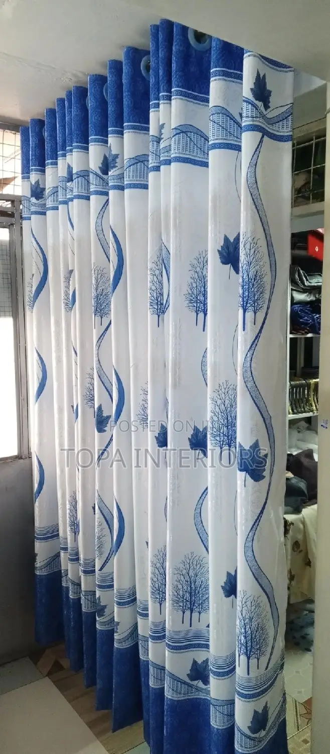 Blue Abd White Flowered Window Curtains for Window Covering