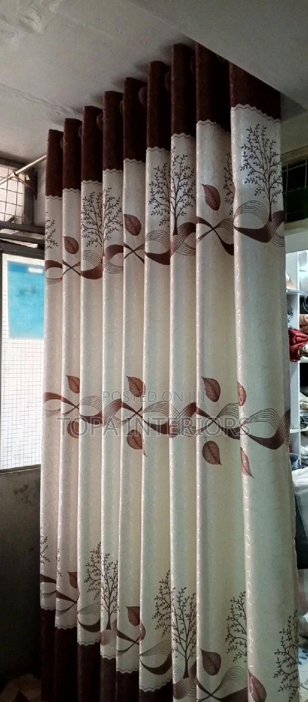 Brown Flowered Window and Door Curtains for House Decor