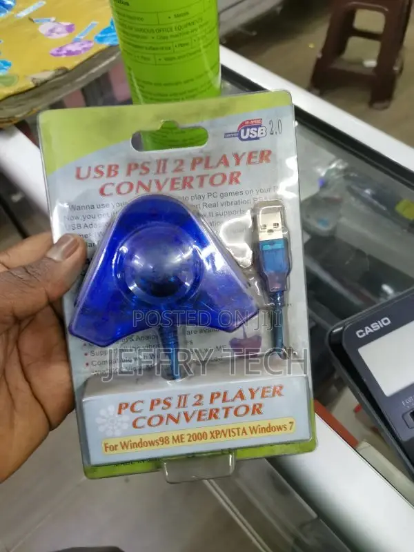 USB Dual Player Converter Adapter Cable for PS2 to PC USB Ga
