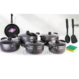 Tc 14 Pieces Non-Stick Black Coated Cooking Pot/Sufuria Set