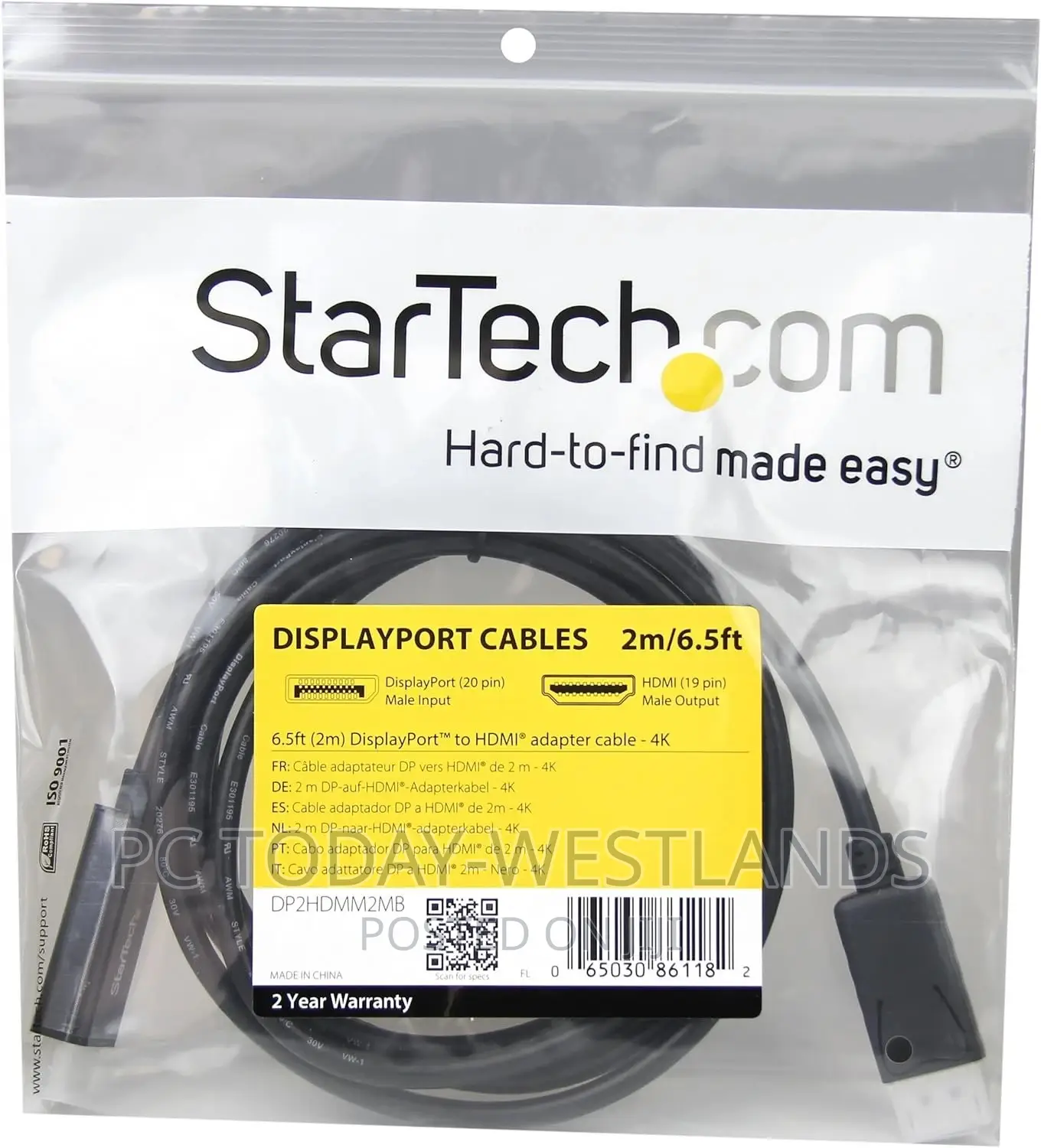 Startech.Com 6ft (2m) Displayport To HDMI Cable - 30hz