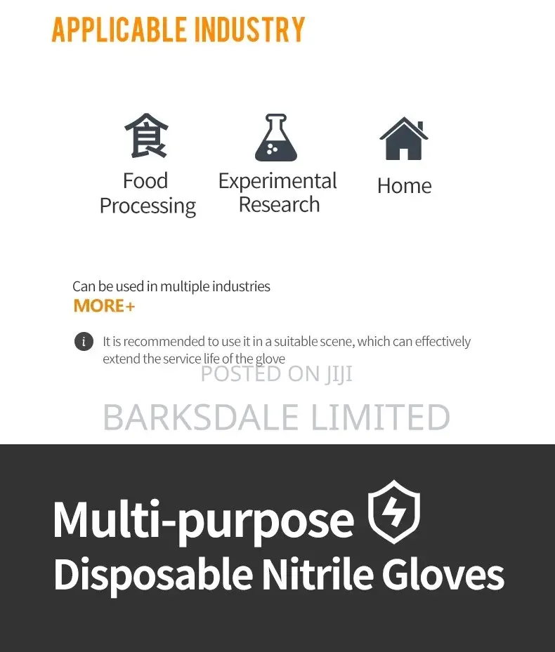 Black Nitrile Gloves Food Grade Latex Rubber Chef Kitchen Small Large