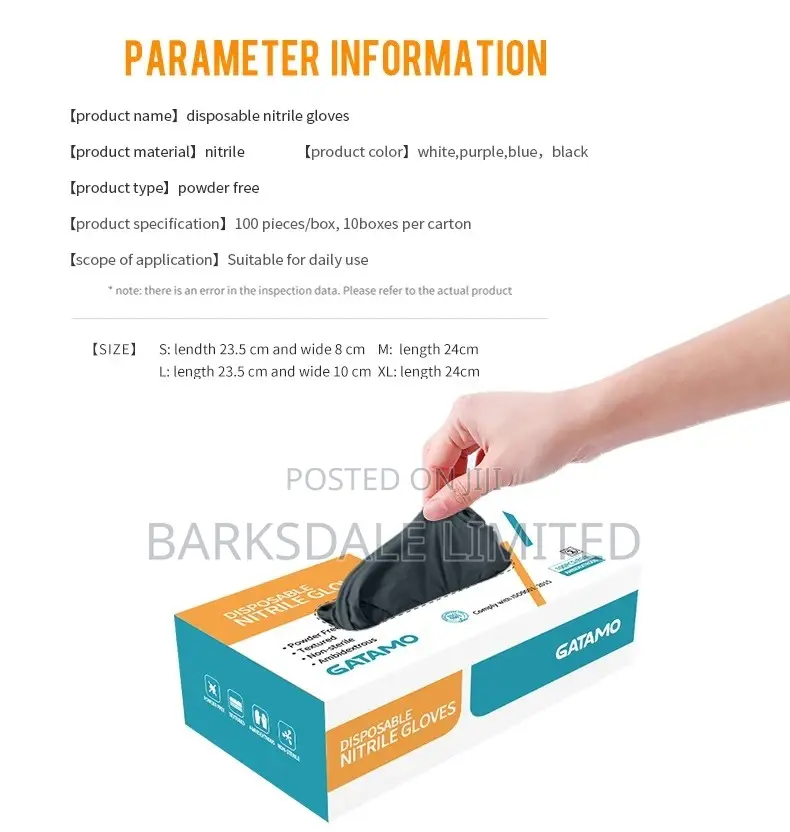 Black Nitrile Gloves Food Grade Latex Rubber Chef Kitchen Small Large