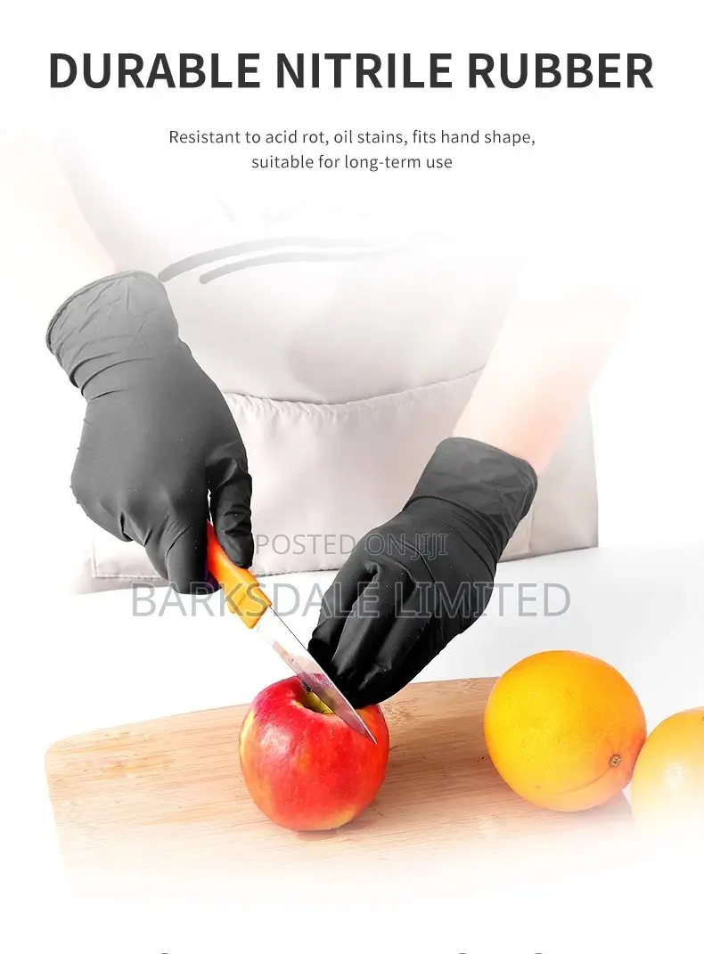 Black Nitrile Gloves Food Grade Latex Rubber Chef Kitchen Small Large