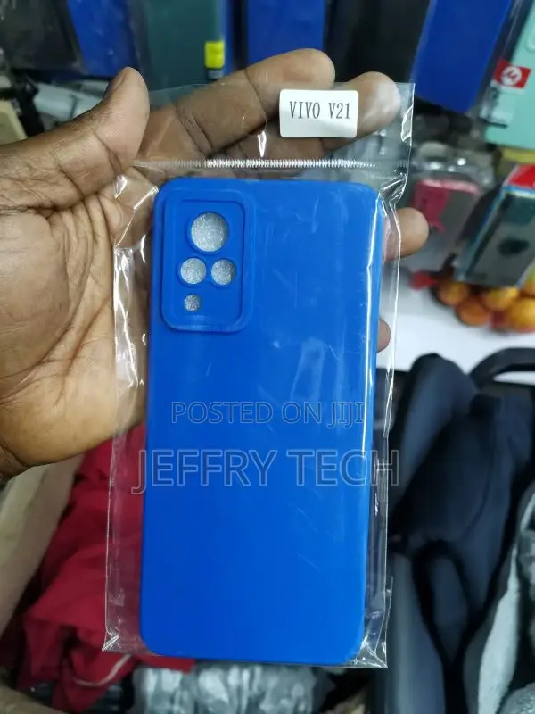 VIVO V21 Case Liquid Silicone Soft Gel Rubber Shockproof Blu