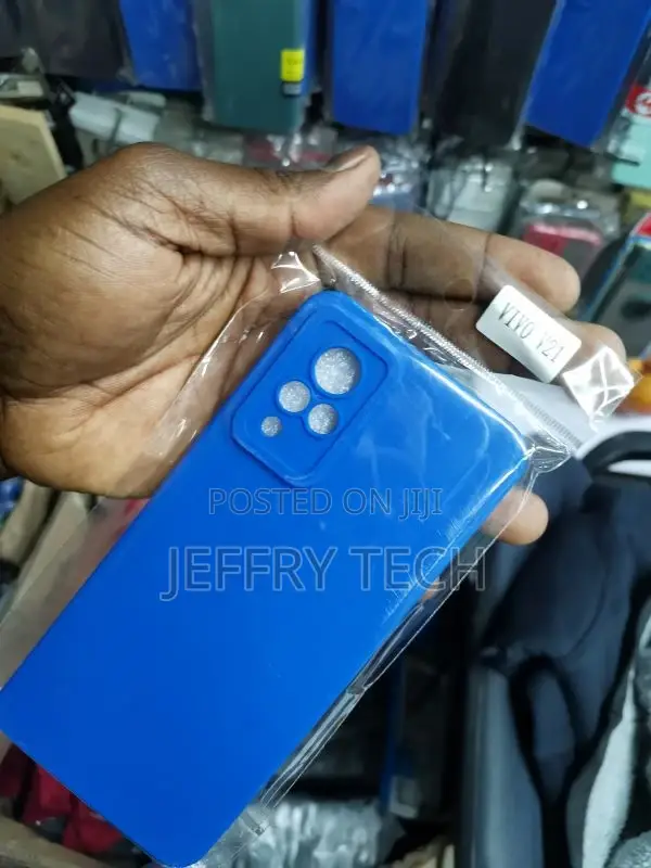 VIVO V21 Case Liquid Silicone Soft Gel Rubber Shockproof Blu